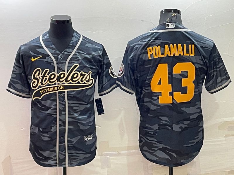Men Pittsburgh Steelers 43 Polamalu Camo 2022 Nike Co branded NFL Jersey
